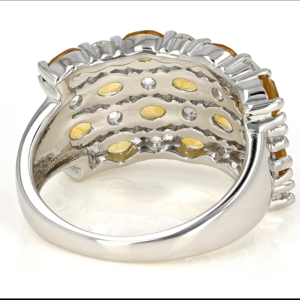 Madiera Citrine Rhodium over 925 Ring Size 7 - Picture 2 of 3
